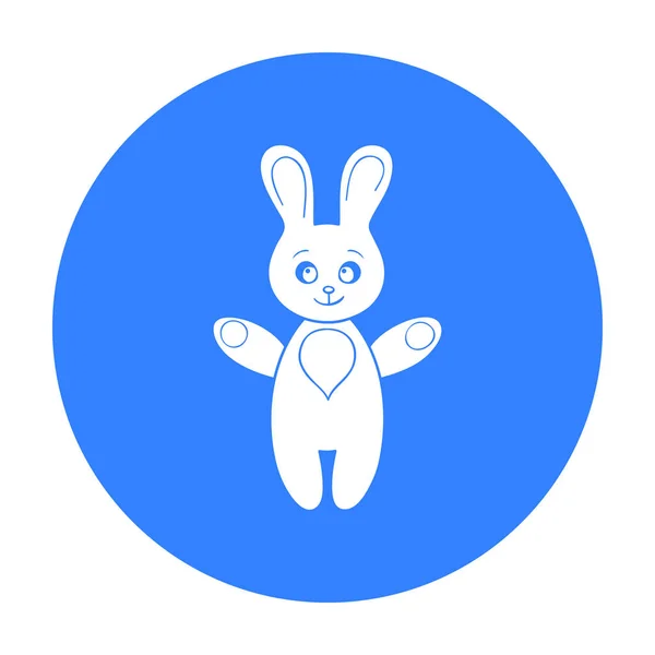 Ícone de brinquedo de coelho em estilo preto isolado no fundo branco. Bebê nascido símbolo estoque vetor ilustração . — Vetor de Stock