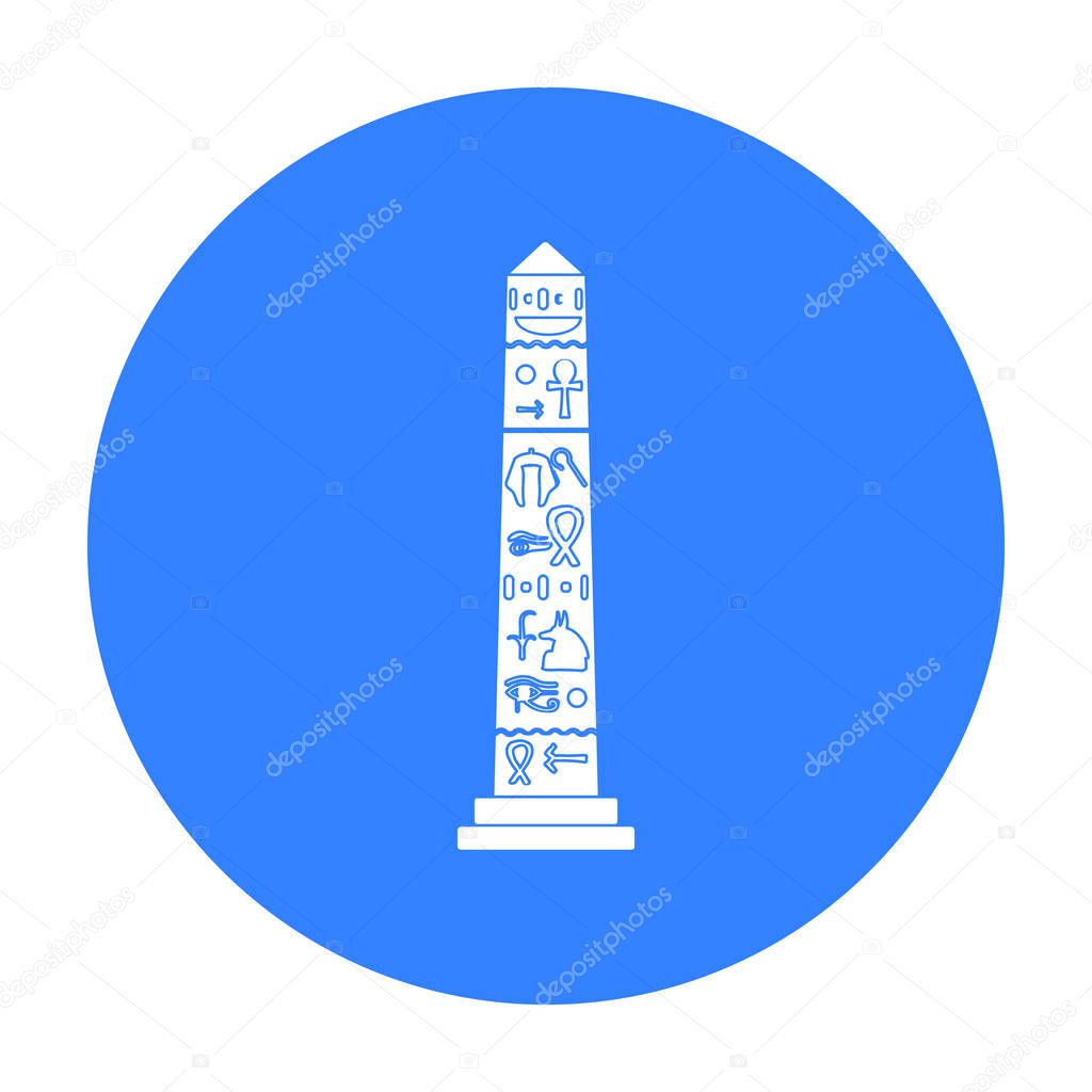 Luxor obelisk icon in black style isolated on white background. Ancient Egypt symbol stock vector illustration.