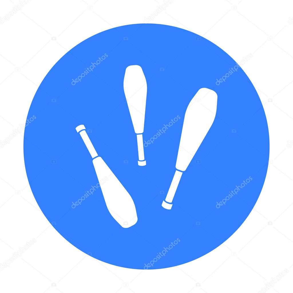 Juggling clubs icon in black style isolated on white background. Circus symbol stock vector illustration.
