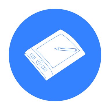 Tablet kalem simgesi olan siyah stil beyaz arka plan üzerinde izole çizim. Sanatçı ve sembol stok vektör çizim çizim.