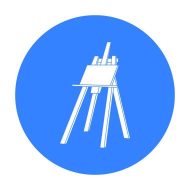 Şövale başyapıt simge siyah stil beyaz arka plan üzerinde izole içinde ile. Sanatçı ve sembol stok vektör çizim çizim.