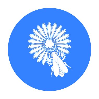 Arı siyah stil beyaz arka plan üzerinde izole çiçek simgesini. Arı kovanı sembol stok vektör çizim