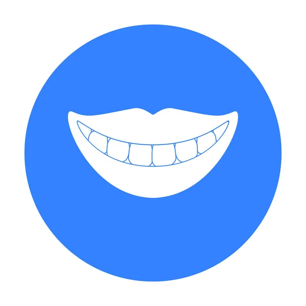 Sonrisa con ícono de dientes blancos en estilo negro aislado sobre fondo blanco. cuidado dental símbolo stock vector illustration.s — Archivo Imágenes Vectoriales