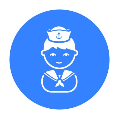 Denizci siyah simgesi. Gösterim amacıyla web ve mobil tasarım.