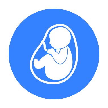 Fetus simgesinde siyah stil beyaz arka plan üzerinde izole. Gebelik sembol stok vektör çizim.