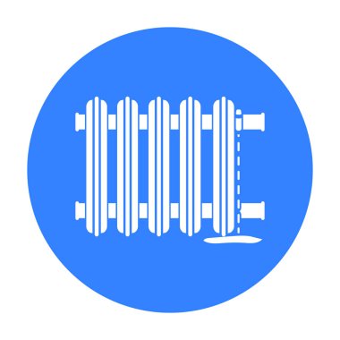 Radyatör simge siyah stil beyaz arka plan üzerinde izole içinde. Sıhhi tesisat sembol stok vektör çizim.