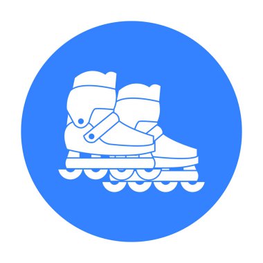 Satır içi kaykay ve scooter simge siyah stil beyaz arka plan üzerinde izole içinde. Bahçe sembol stok vektör çizim oynamak.