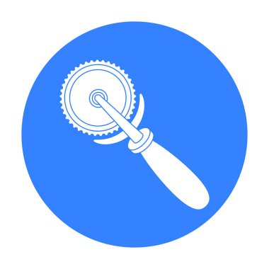 Pizza kesici simge siyah stil beyaz arka plan üzerinde izole içinde. Pizza ve pizza sembol stok vektör çizim.