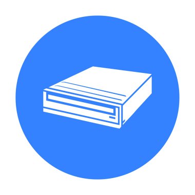 Cd-Rom simgesini izole beyaz arka plan üzerinde siyah tarzında. Kişisel bilgisayar sembol stok vektör çizim.