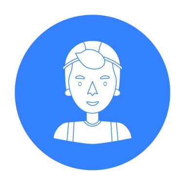 İnşaat işçisi simge siyah tarzında beyaz arka plan üzerinde izole. İnsanlar farklı meslek sembol stok illüstrasyon vektör.