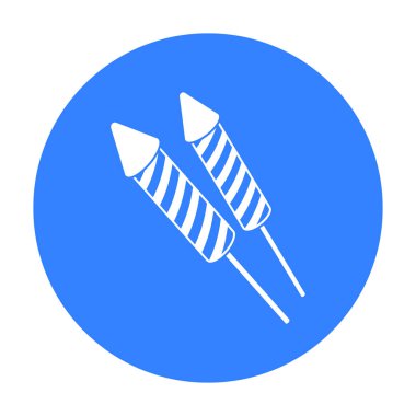 Vatansever havai fişek simge siyah stil beyaz arka plan üzerinde izole içinde. Vatansever gün sembol stok vektör çizim.