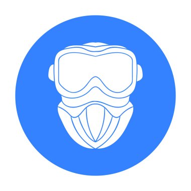 Paintball maskesi simgesi beyaz arka plan üzerinde izole anahat tarzı. Paintball sembol stok vektör çizim.