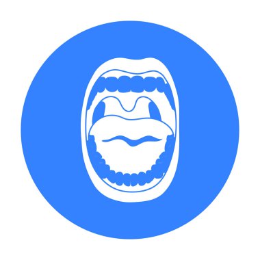 Ağız simge siyah stil beyaz arka plan üzerinde izole içinde. Organları sembol stok vektör çizim.