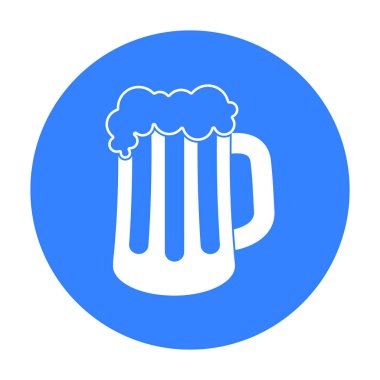 Bira kupa simge siyah stil beyaz arka plan üzerinde izole içinde. Oktoberfest sembol stok vektör çizim.