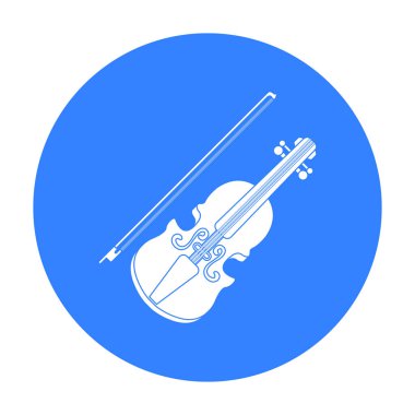 Keman simge siyah stil beyaz arka plan üzerinde izole içinde. Müzik aletleri hisse senedi vektör çizim sembolü