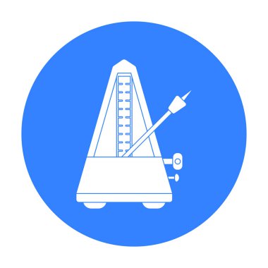 Metronom simge siyah stil beyaz arka plan üzerinde izole içinde. Müzik aletleri hisse senedi vektör çizim sembolü