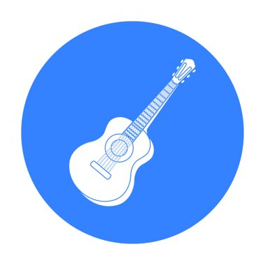 Akustik gitar simge siyah stil beyaz arka plan üzerinde izole içinde. Müzik aletleri hisse senedi vektör çizim sembolü