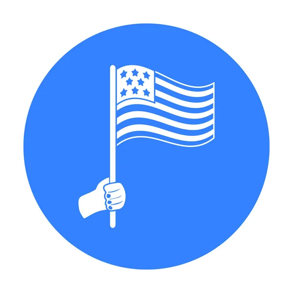 Icono de bandera americana en estilo negro aislado sobre fondo blanco. Día patriota símbolo stock vector ilustración . — Vector de stock