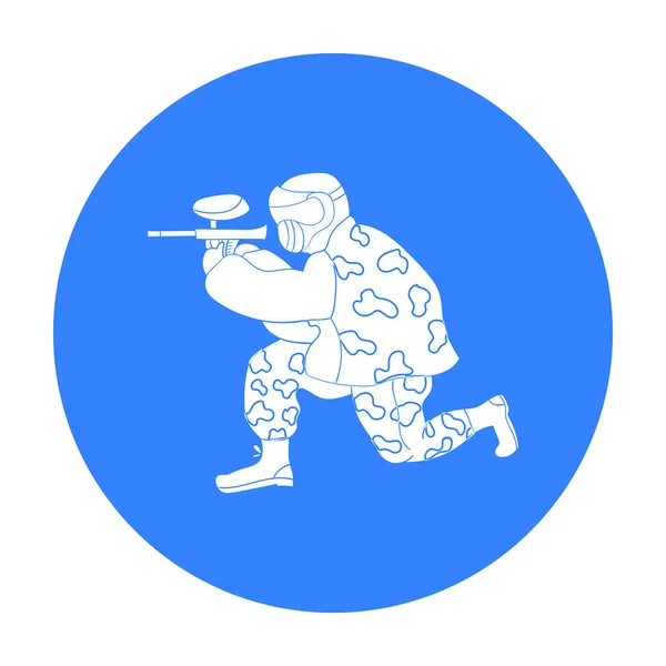 Icona giocatore di paintball in stile contorno isolato su sfondo bianco. Illustrazione vettoriale stock simbolo Paintball . — Vettoriale Stock
