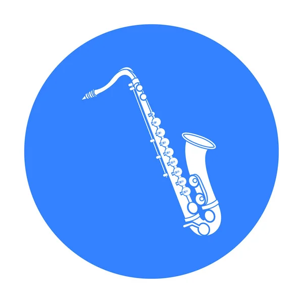 Icono de saxofón en estilo negro aislado sobre fondo blanco. Instrumentos musicales símbolo stock vector ilustración — Vector de stock