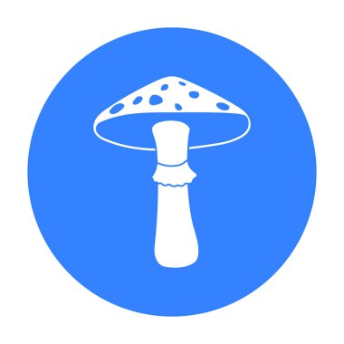 Yeşil amanita simge siyah stil beyaz arka plan üzerinde izole içinde. Mantar sembol stok vektör çizim.