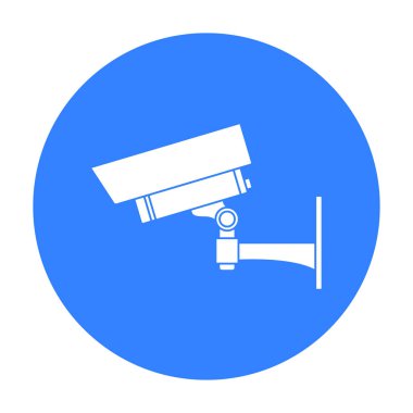 Güvenlik kamera simgesi beyaz arka plan üzerinde izole Siyah tarzında. Müze sembol stok vektör çizim.