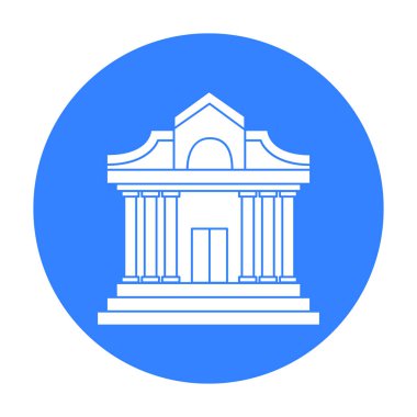 Simge siyah stil beyaz arka plan üzerinde izole içinde bina müze. Müze sembol stok vektör çizim.