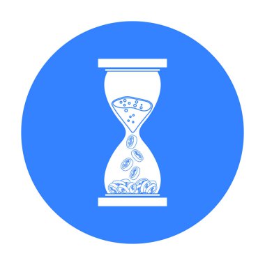 Zaman para simge siyah stil beyaz arka plan üzerinde izole içinde. Para ve Finans sembol stok vektör çizim.