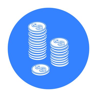 Altın sikke simge siyah stil beyaz arka plan üzerinde izole içinde. Para ve Finans sembol stok vektör çizim.