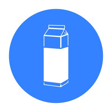 Süt kutusu simge siyah. Tek biyo, Eko, büyük süt siyah simgesinden organik ürün.