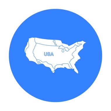 Amerika Birleşik Devletleri simge siyah tarzında beyaz arka plan üzerinde izole bölge. ABD ülke sembol stok vektör çizim.