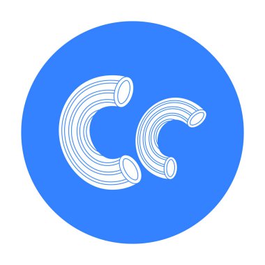 Chifferi makarna simge siyah stil beyaz arka plan üzerinde izole içinde. Makarna sembol stok tür illüstrasyon vektör.