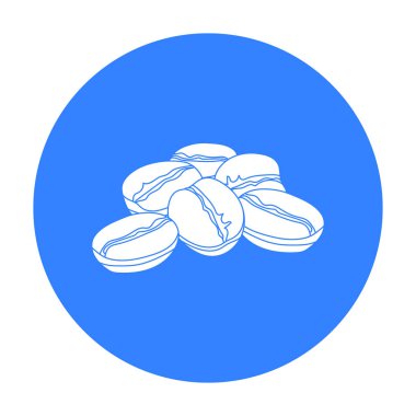 Kahve çekirdekleri simge siyah stil beyaz arka plan üzerinde izole içinde. Türkiye'de sembol stok vektör çizim.