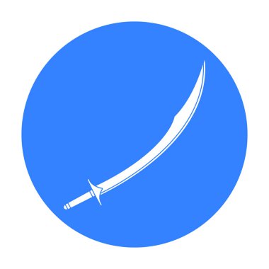 Kılıç simge siyah stil beyaz arka plan üzerinde izole içinde. Türkiye'de sembol stok vektör çizim.