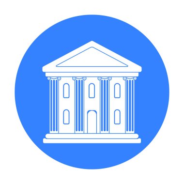 Simge siyah stil beyaz arka plan üzerinde izole içinde bina tiyatro. Tiyatro sembol stok vektör çizim