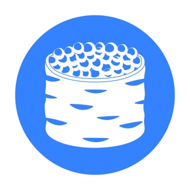 Ikura gunkan maki simge siyah stil beyaz arka plan üzerinde izole içinde. Suşi sembol stok vektör çizim.