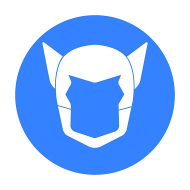 Süper kahraman s kask simge siyah stil beyaz arka plan üzerinde izole içinde. Süper kahraman s maskesi sembol stok vektör çizim.