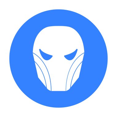 Süper kahraman s kask simge siyah stil beyaz arka plan üzerinde izole içinde. Süper kahraman s maskesi sembol stok vektör çizim.