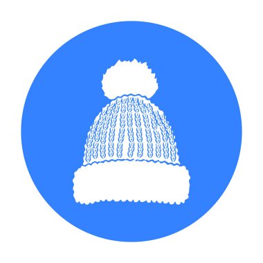 Siyah stil beyaz arka plan üzerinde izole kap simgesinde örgü. Ski resort sembol stok vektör çizim.