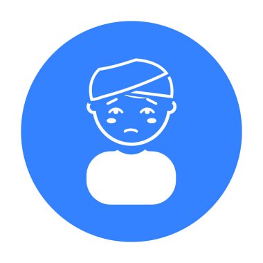 Kafa yaralanması simge siyah. Büyük hasta, hastalık siyah tek hasta simge.