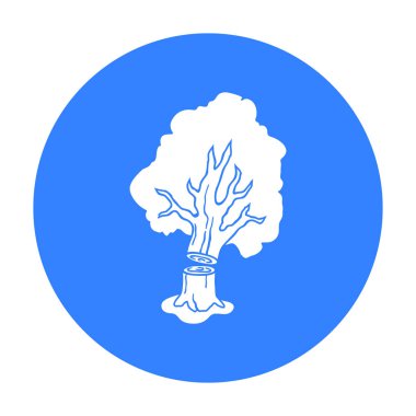 Düşen ağaç simgesinde siyah stil beyaz arka plan üzerinde izole. Kereste ve ahşap sembol stok vektör çizim.