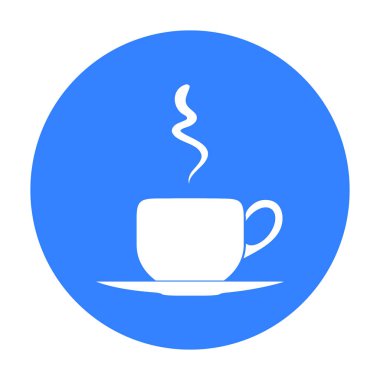 Kahve fincanı simge siyah stil beyaz arka plan üzerinde izole içinde. Restoran sembol stok vektör çizim.