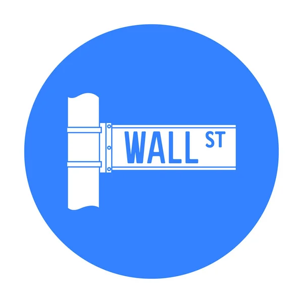 Wall-Street-Zeichen-Symbol im schwarzen Stil isoliert auf weißem Hintergrund. Geld und Finanzsymbol Aktienvektor Illustration. — Stockvektor