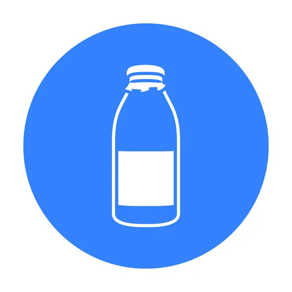 Fles melk pictogram zwart. Single bio, eco, biologische product icoon van de grote melk-zwart. — Stockvector