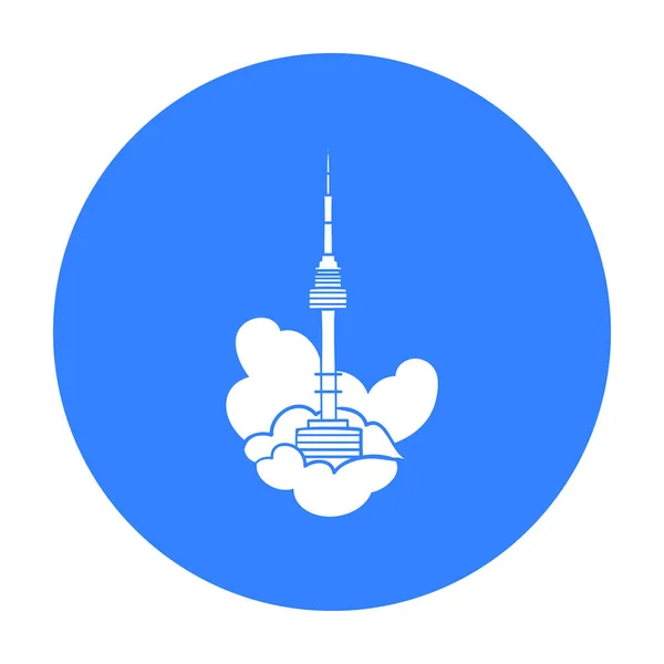 Seoul tower pictogram in zwarte stijl geïsoleerd op een witte achtergrond. Zuid-Korea symbool voorraad vectorillustratie. — Stockvector