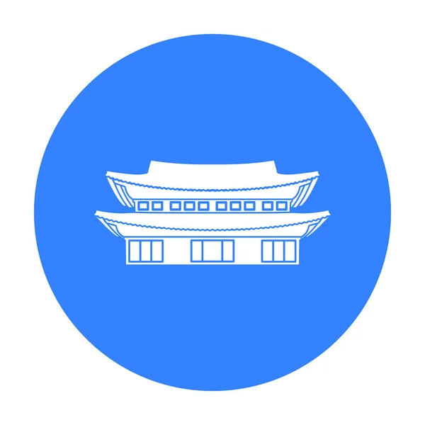 Icono de Changdeokgung en estilo negro aislado sobre fondo blanco. Corea del Sur símbolo stock vector ilustración . — Vector de stock