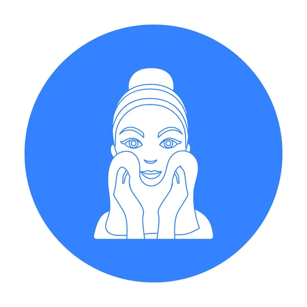 Nettoyage de l'icône de la peau du visage dans un style noir isolé sur fond blanc. Illustration vectorielle du symbole de soins de la peau . — Image vectorielle