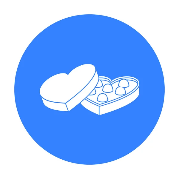 Valentinstag Schokolade Ikone im schwarzen Stil isoliert auf weißem Hintergrund. Romantische Symbol Aktien Vektor Illustration. — Stockvektor