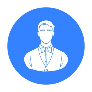 Beyaz arka plan üzerinde izole Siyah tarzında bir papyon simgeyle Restoran garson. Restoran sembol stok vektör çizim.