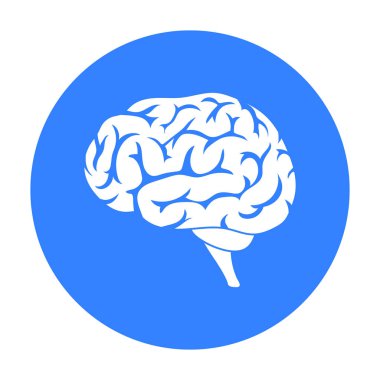 Beyin simge siyah stil beyaz arka plan üzerinde izole içinde. Organları sembol stok vektör çizim.